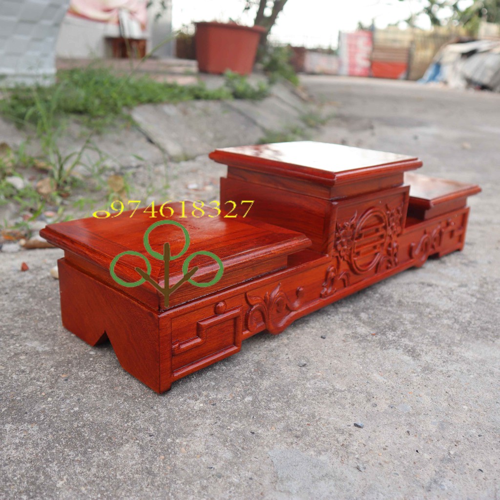 Bục tam sơn gỗ hương đế tam cấp kê bát hương rát vàng