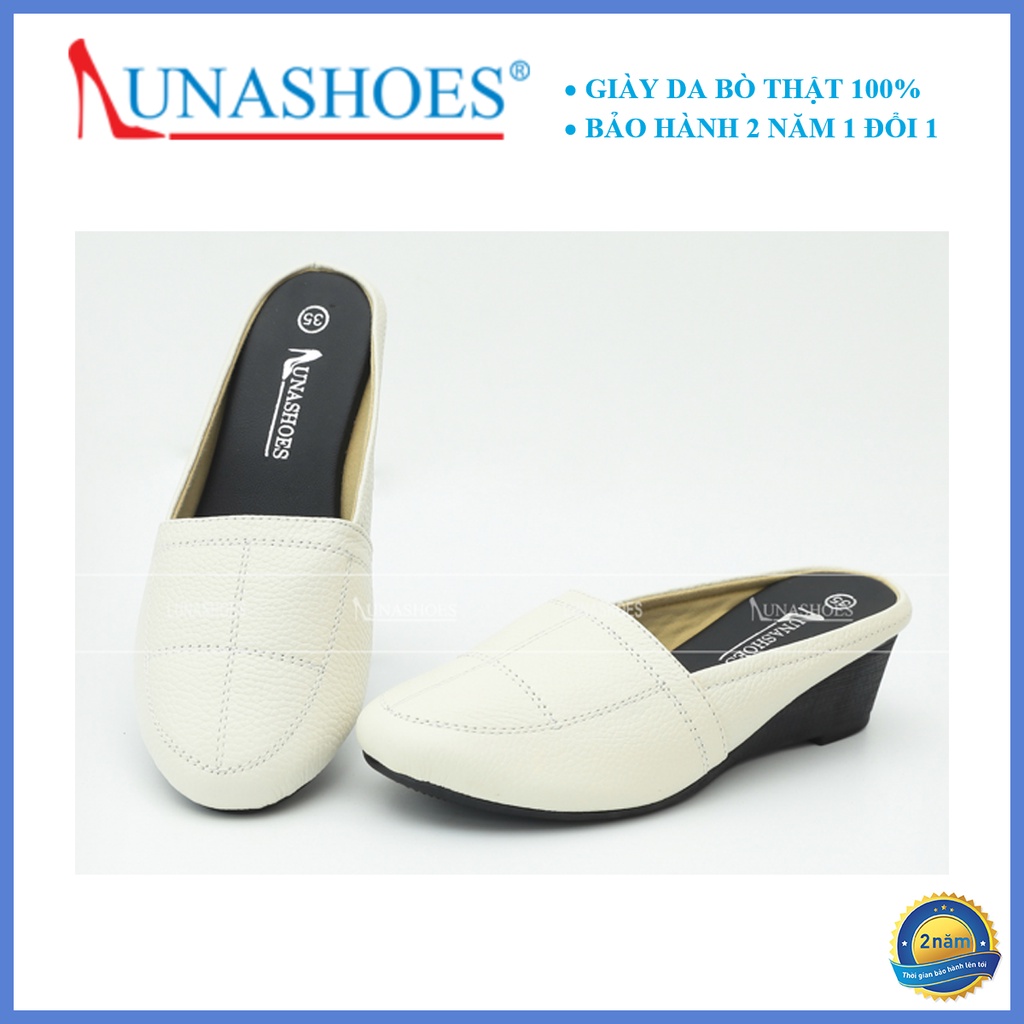 Giày sục nữ da bò 100% đế cao su siêu bền Lunashoes (6207) full box hàng cao cấp có sẵn giầy trung niên cho mẹ