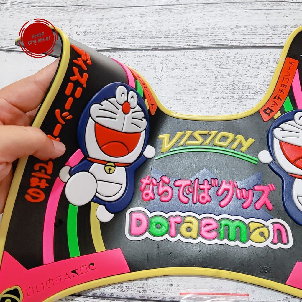 Thảm lót sàn xe Vision đời 2014-2021 hình Doraemon, thảm lót chân cao su dẻo cực cute