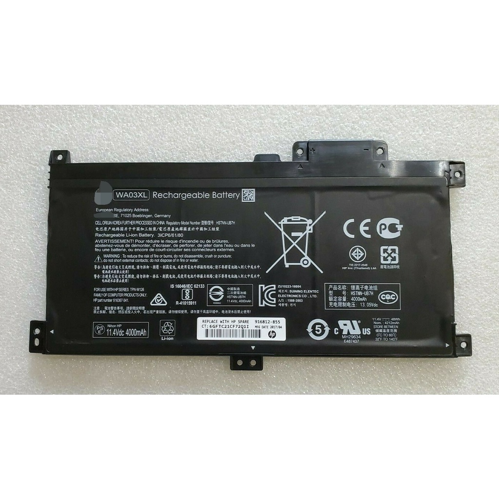 (BATTERY) PIN LAPTOP HP 15-BR000 WA03XL (ZIN) (3 CELL) dùng cho Pavilion x360 15-bk000, 15-br000, WA03XL