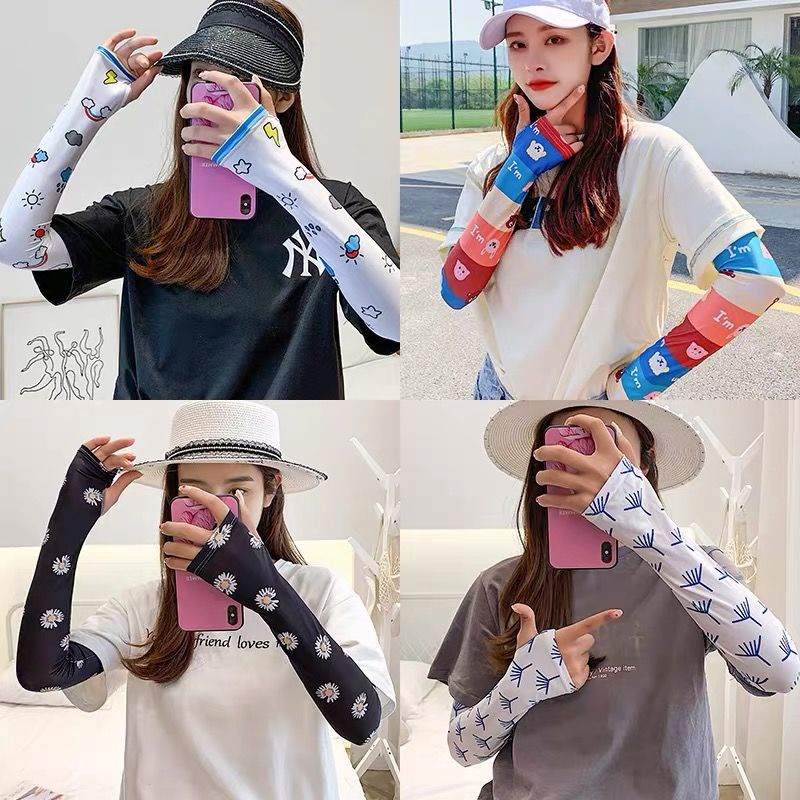 Găng Tay Chống Nắng Bằng Lụa Lạnh Mỏng Chống Tia Cực Tím Cho Nữ