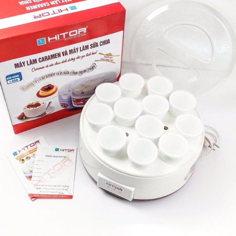 Máy làm bánh flan và sữa chua 12 cốc sứ Hitops