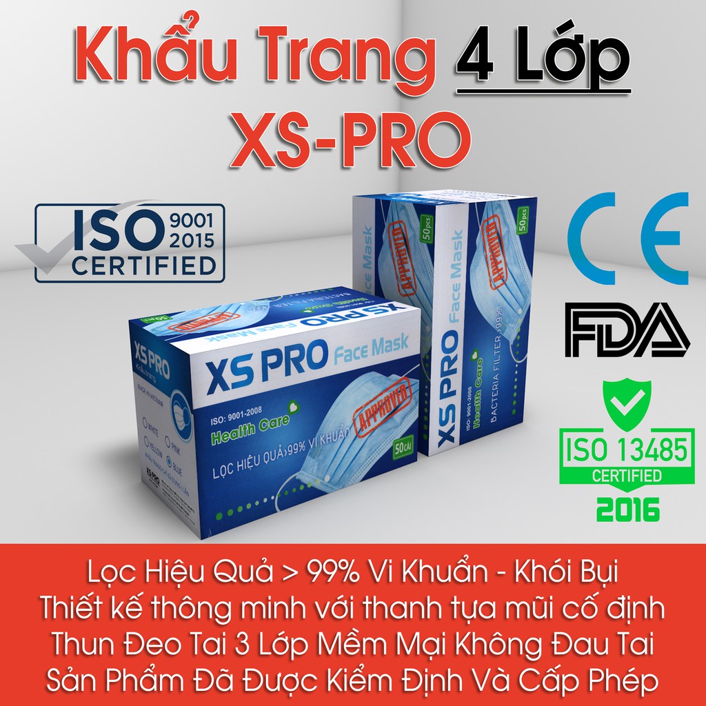 1 Cái Khẩu trang y tế 4 lớp - Chuẩn xuất khẩu Châu Âu