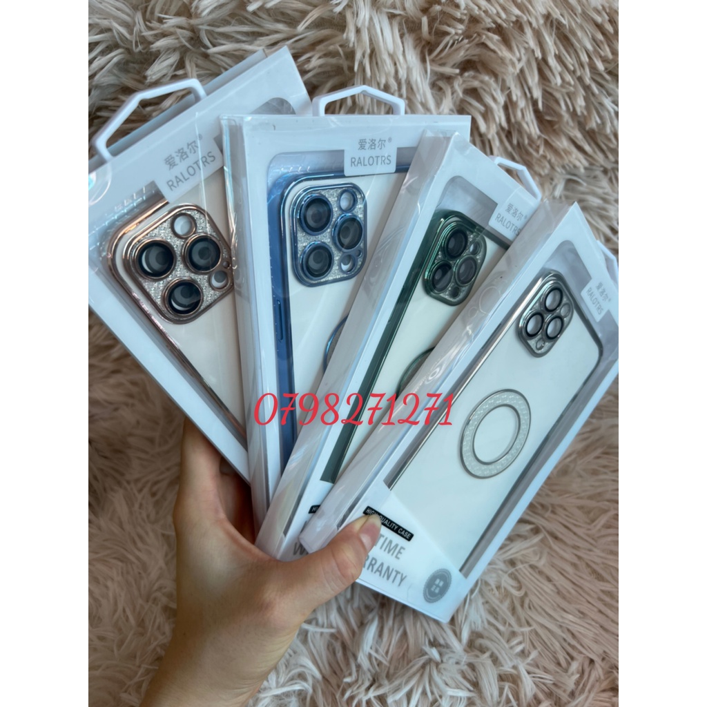 Ốp lưng dẻo trong viền vuông màu CÓ LỚP KÍNH bảo vệ Camera iPhone 11 12 13 pro max đính đá chìm