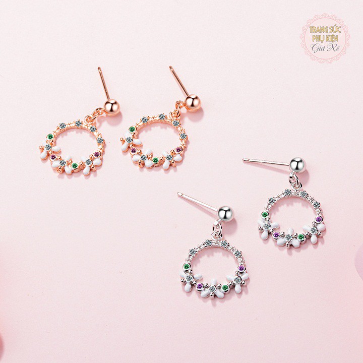 Bông tai nữ dáng dài vòng hoa thời trang Hàn cực xinh HT190