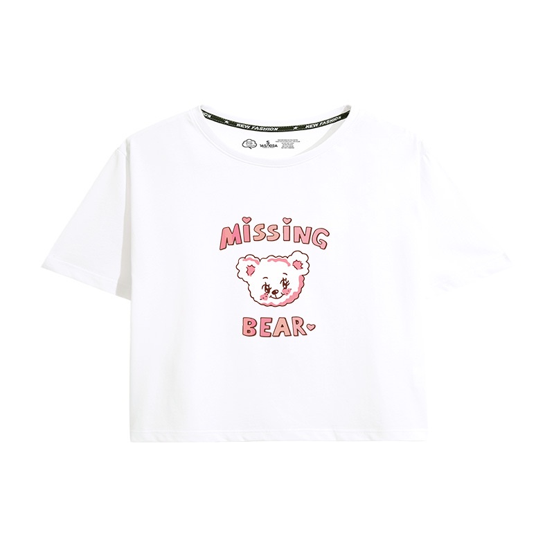 Áo Thun Crotop Form Rộng Tay Ngắn Chất Cotton Mền Mại In Hình Missing Bear Ulzzang Style Hàn Quốc TTT0123