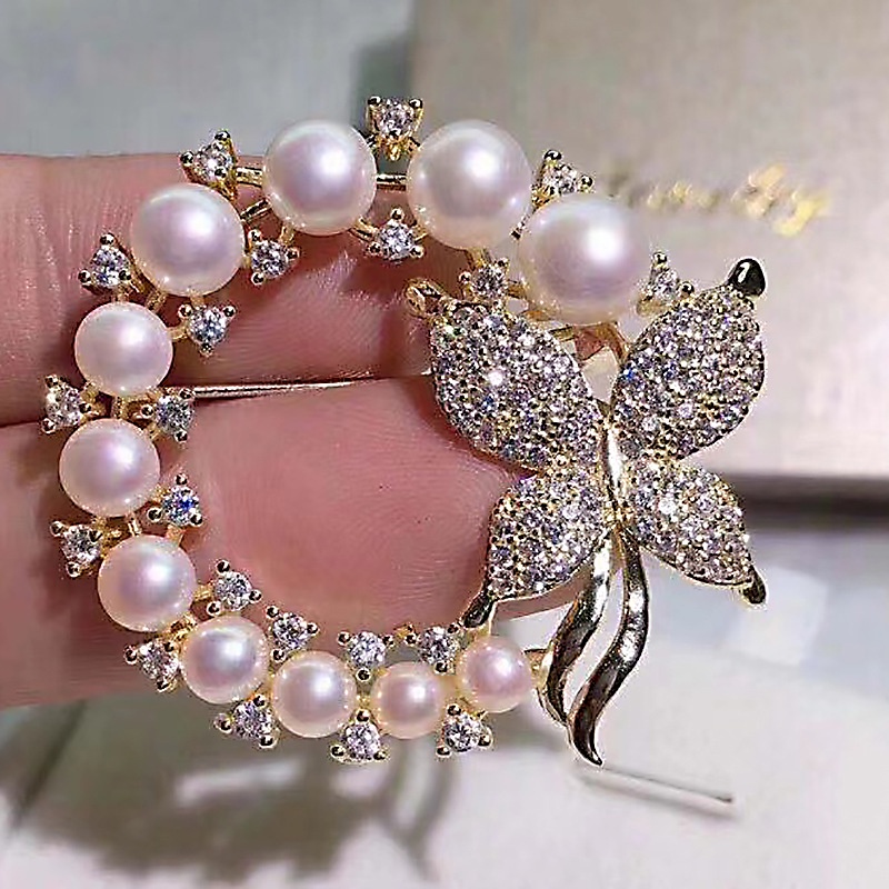 Ghim cài áo hình tròn đính đá thời trang cho nữ