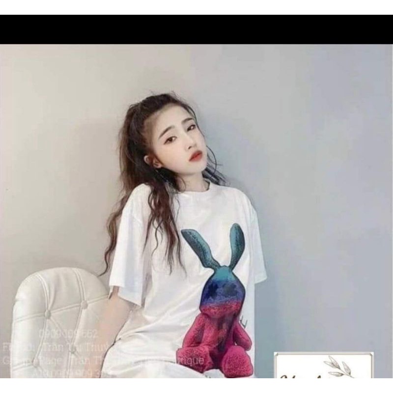 Áo phông tay lỡ Thỏ C cực đáng yêu