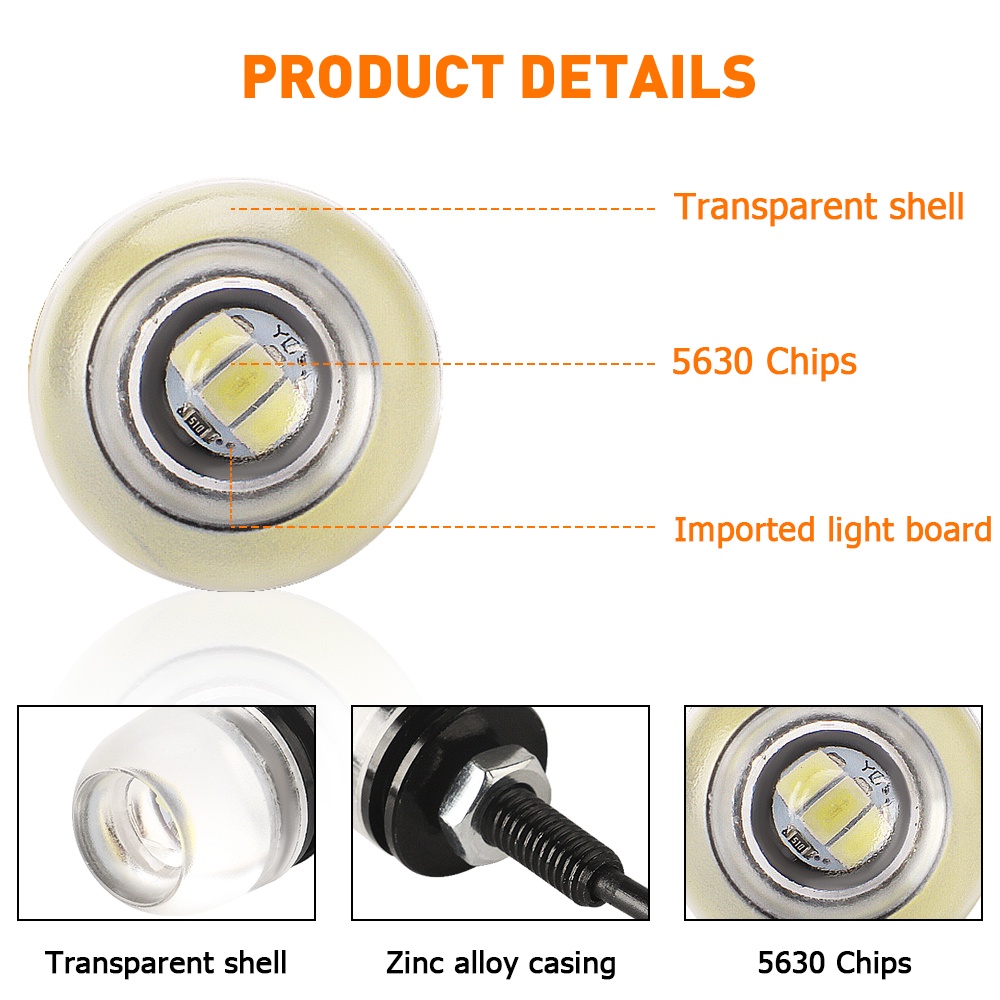 Đèn mắt đại bàng 18mm 3smd 5630 5730 led xe drl chạy ban ngày đèn tín hiệu lái xe sương mù 12v đỏ băng xanh trắng vàng hổ phách - YKD
