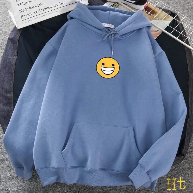 Áo hoodie mặt cười giữa ngực HT11, Áo nỉ Unisex from rộng, Chất nỉ ấm mặc không xù, thiết kế phong cách - MODY