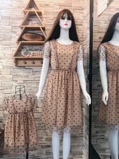 Set mẹ bé voan lưới bi