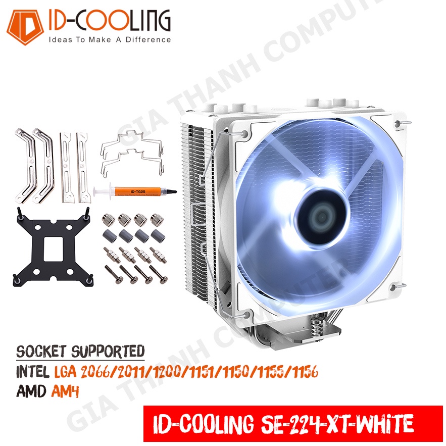 Tản Nhiệt CPU ID-COOLING SE-224-XT WHITE LED Trắng, 4 Ống Đồng, Bảo Hành 24 Tháng