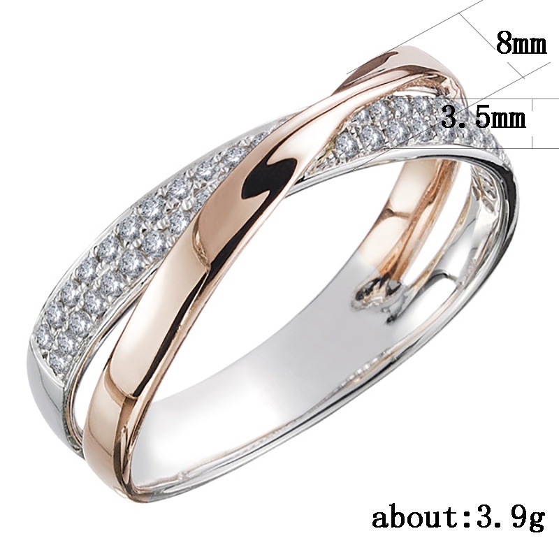 Nhẫn 345 bằng đồng thép không gỉ hình thánh giá đính đá zircon 2 màu thiết kế sang trọng cao cấp làm quà tặng cho nữ