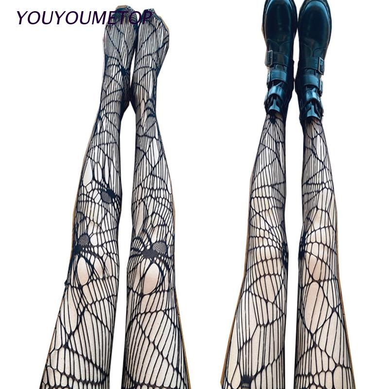 Vớ Lưới Xuyên Thấu Họa Tiết Đầu Lâu Phong Cách Gothic Quyến Rũ Cho Nữ