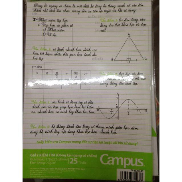 Giấy kiểm tra campus có chấm kẻ ngang