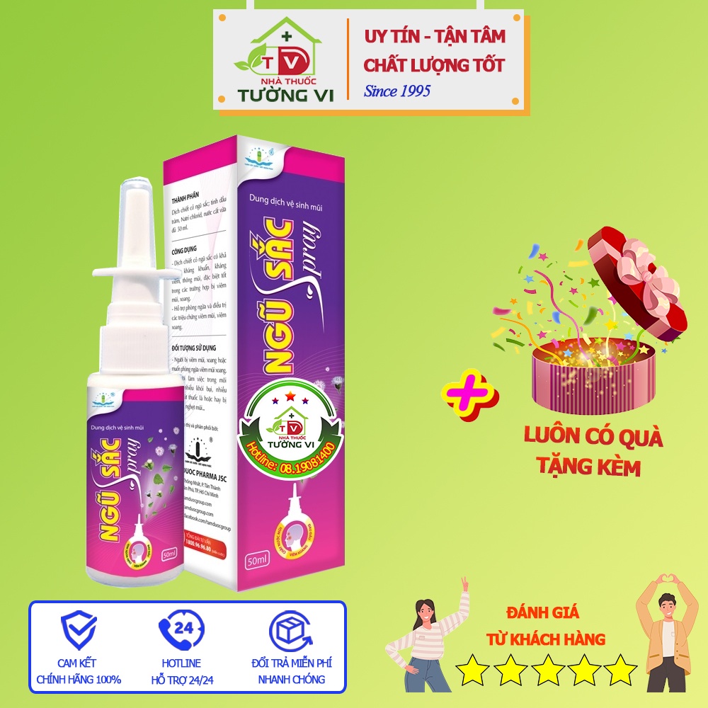 Dung dịch vệ sinh mũi Ngũ Sắc Spray 50ml - Bảo vệ xoang mũi từ tinh chất cỏ ngũ sắc