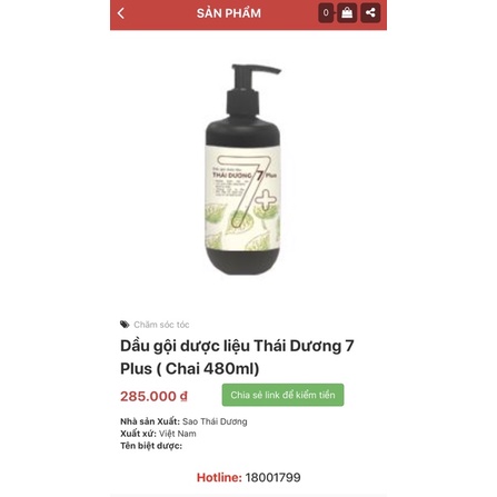 Dầu Gội Thái Dương 7 plus