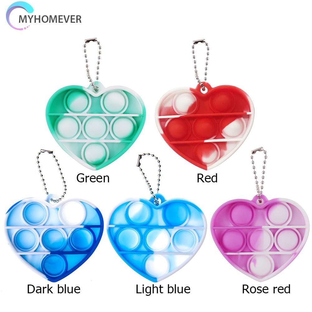 Pop It Fidget Đồ chơi Silicone Round Keychain Push Bubble Sensory Đồ chơis Autism Stress Reliever