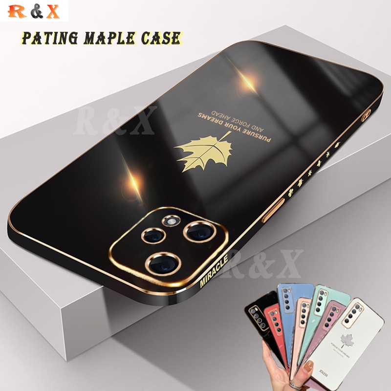 Ốp Điện Thoại Mềm Mạ Điện Hình Lá Phong Cho Realme 9 Pro Plus Realme 8i 9i Realme 8 5G Realme Narzo 50i 50A GT NEO2 C1 C21