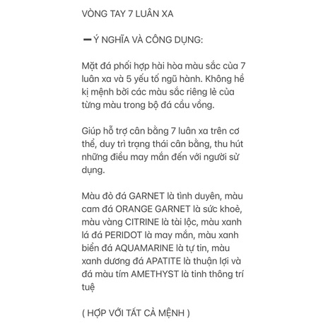 VÒNG TAY 7 LUÂN XA - cân bằng cảm xúc năng lượng cho bạn