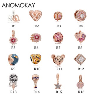 Mix Style Rose Gold Color Heart Flower Animal Charms Beads for DIY Jewelry Accessories