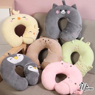 Gối kê cổ chữ u văn phòng, gối tựa đầu ô tô chống đau mỏi vai gáy kèm bịt mắt ngủ hình động vật cute