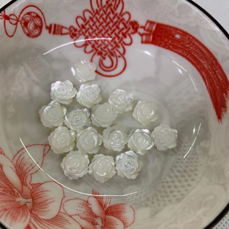 Set 3 Hạt Vỏ Sò Khắc Hình Hoa Hồng Làm Trang Sức DIY