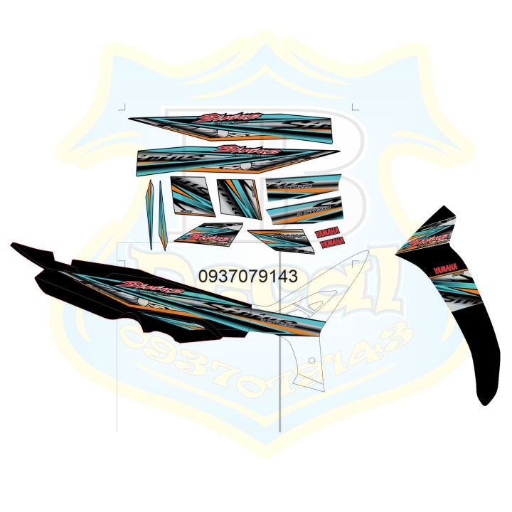 ( Quí khách vui lòng mang ra tiệm cho thợ dán ) Tem sirius đen xanh