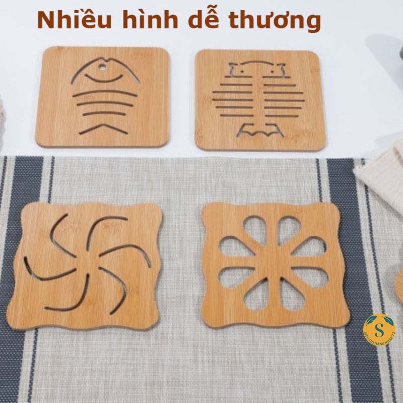 Miếng lót đế xoong nồi, chén bát bằng gỗ [LÓT NỒI GỖ]