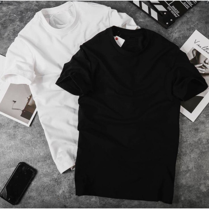 áo phông unisex trơn hai màu trắng đen nam nữ | BigBuy360 - bigbuy360.vn