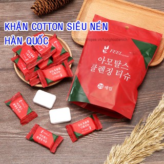 Khăn mặt sợi cotton Hàn Quốc - Túi 20 chiếc khăn mềm mại, dẻo dai, sử dụng nhiều lần