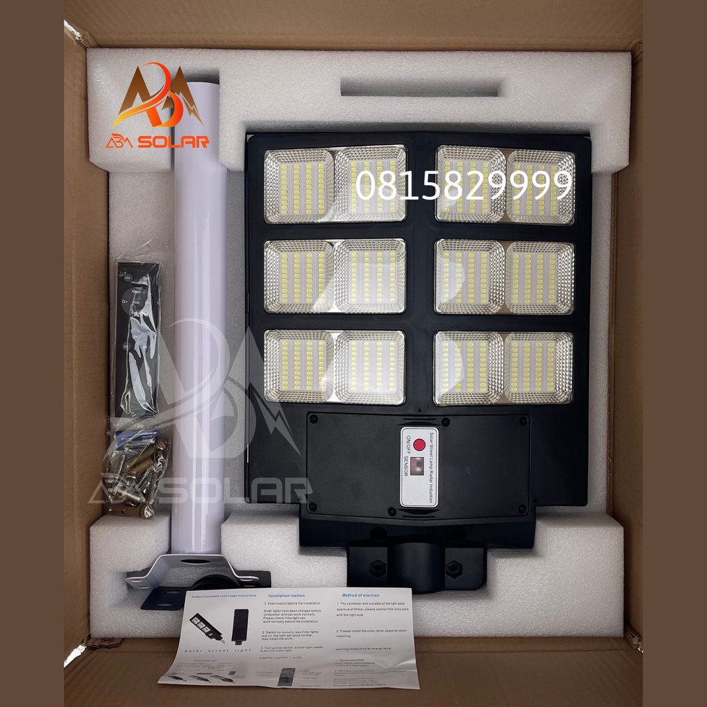 [500W] Đèn Năng Lượng Mặt Trời Liền Thể, Đèn Sân Vườn Công Suất Lớn, Chống Nước IP 66, Cảm Biến Chuyển Động - ABM