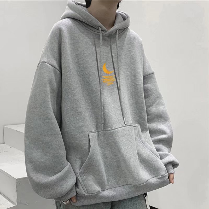 Áo hoodie tay dài dáng rộng in hoạt hình phong cách hiphop đường phố mùa đông Hàn Quốc cho nam cỡ lớn M-8XL