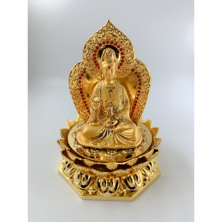 (Ưu Đãi Mua 1 Tặng 2 ) Tượng Đặt Trên Xe Ô Tô - Phật Quan Âm Lá Đề Ngồi Đế Sen Mang Lại Bình An