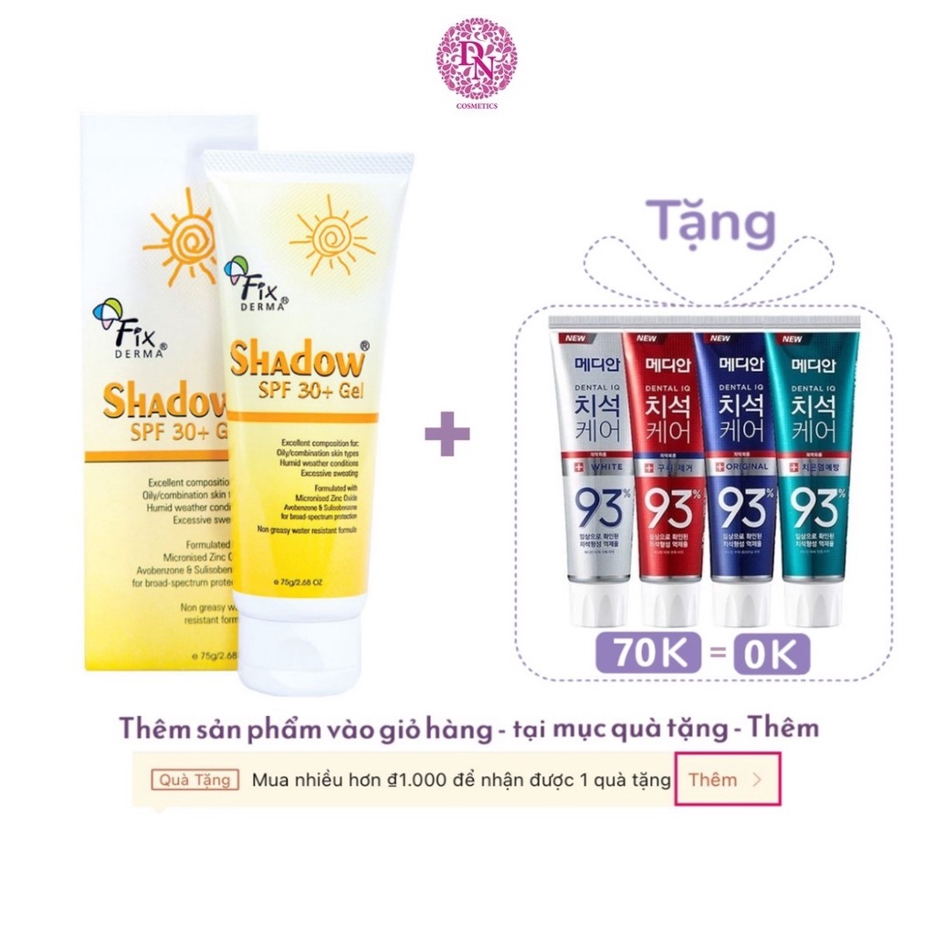Kem chống nắng dạng gel Fixderma Shadow Gel SPF30+ 75g