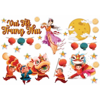 Tranh dán trung thu có decal bóc dán