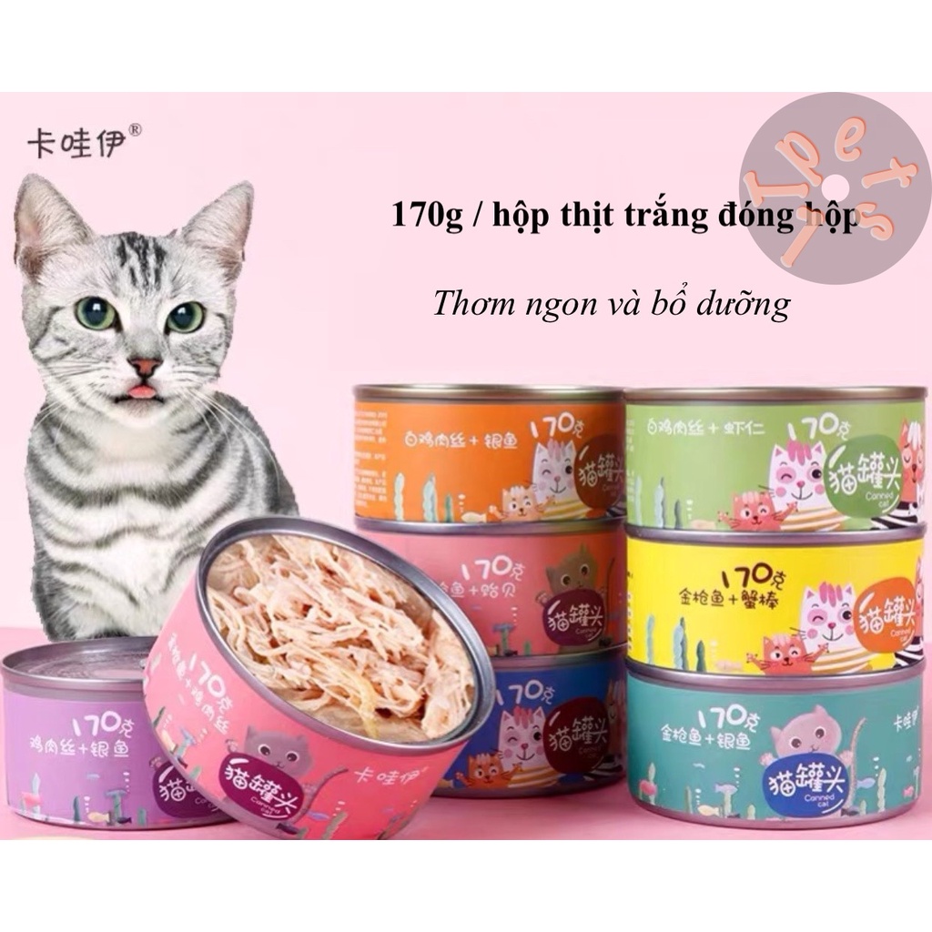 Pate thịt cá ngừ-gà xé cao cấp LTPETS 170gr bổ sung hydrate cho mèo cưng (hộp hơi móp do vận chuyển)