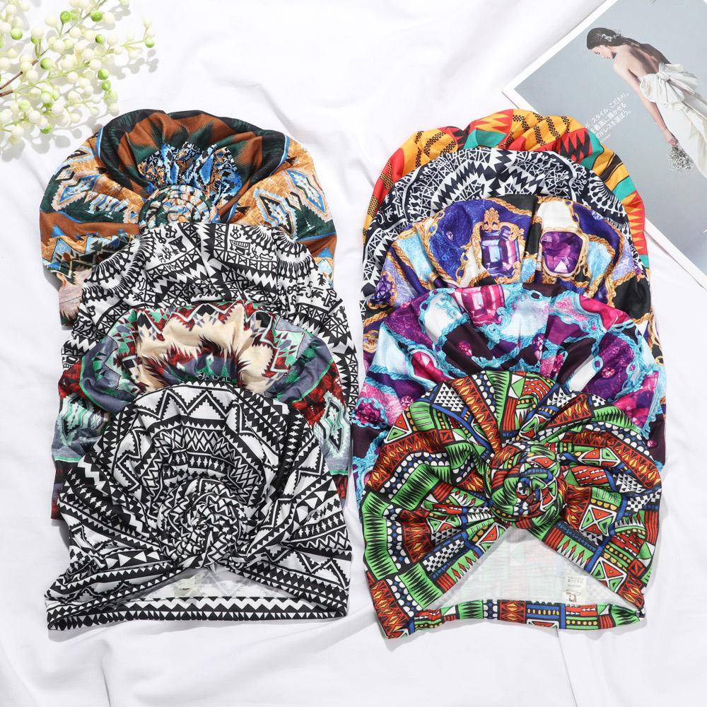 DIACHAVN Khăn Turban Thắt Nút Trước Chất Liệu Cotton Mềm Mại In Họa Tiết Hoa