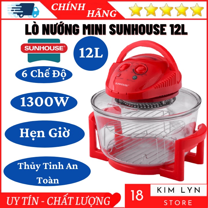 Lò Nướng Mini Sunhouse SH416 - Bếp Nướng Điện Sunhouse 12L Thủy Tinh Chịu Nhiệt Hàng Chính Hãng - Bảo Hành 12 Tháng