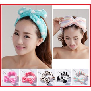 Băng Đô Nơ To Nhung Mềm Mịn Băng Đô Rửa Mặt Kute