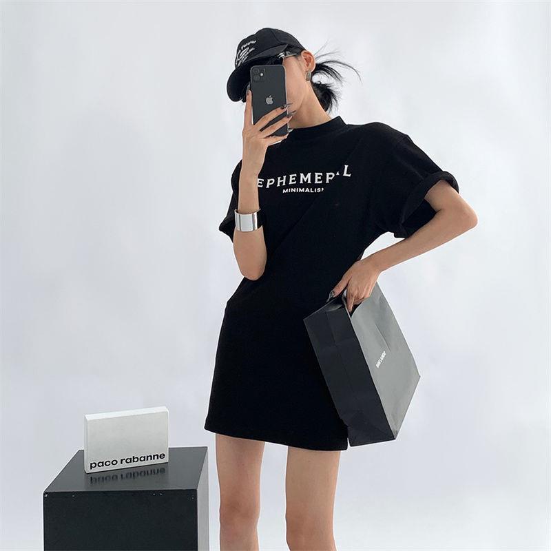 [100% Cotton Tinh Khiết] Đầm Thun Lửng Phong Cách Đường Phố Mùa Hè 2022 Chất Lượng Cao