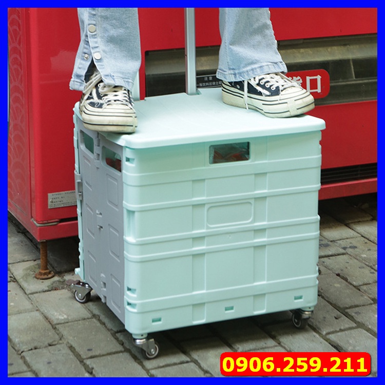 Xe kéo gập gọn hình vali - Thùng đựng đồ có bánh xe kéo đi chợ,gấp gọn đi du lịch