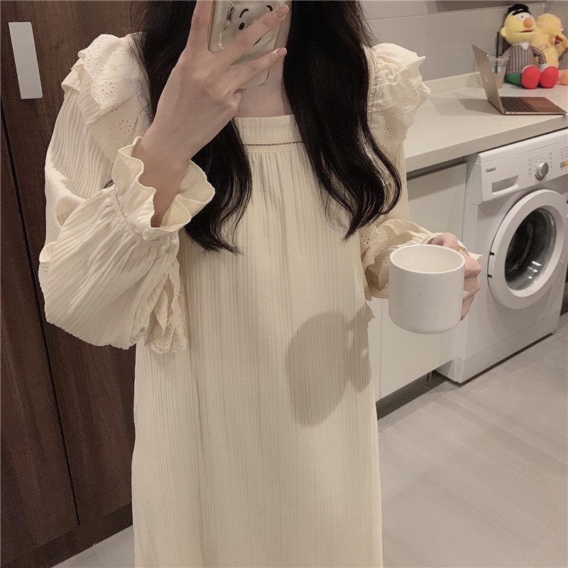 Váy Ngủ Nữ ✨HÀNG CÓ SẴN✨ Đầm Ngủ Mặc Nhà Nữ Dài Tay Thu Đông Thời Trang Hàn Quốc Dễ Thương