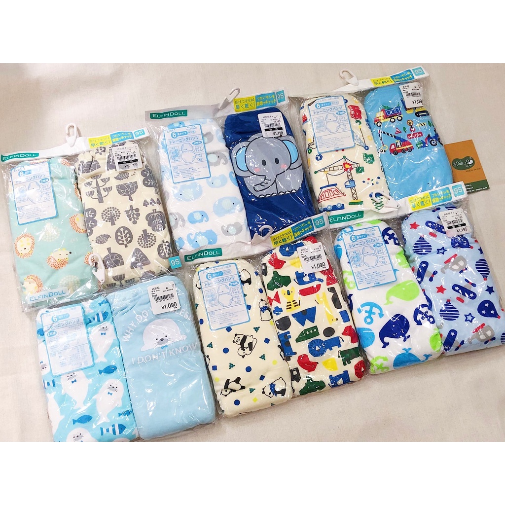 [FREESHIP] (Nhiều mẫu) Quần tập bỏ tã Elfindoll cho bé gái size 80/90/95 set 2 cái - Hàng nội địa Nhật