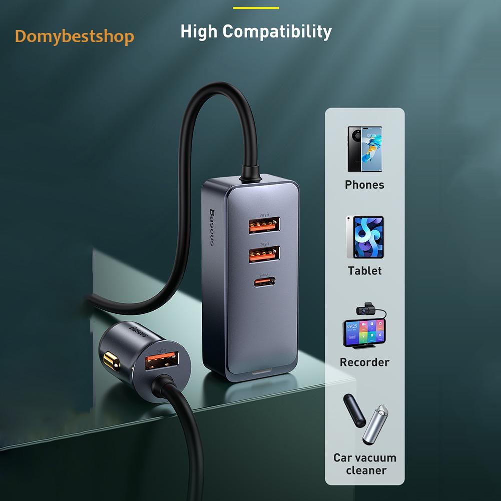 Domybestshop Baseus 120W Car Charger QC PD 3.0 Type-C 4 Port Quick USB Phone Charging