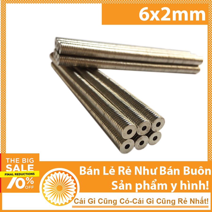 10 Viên nam châm 6x2mm có lỗ 2mm