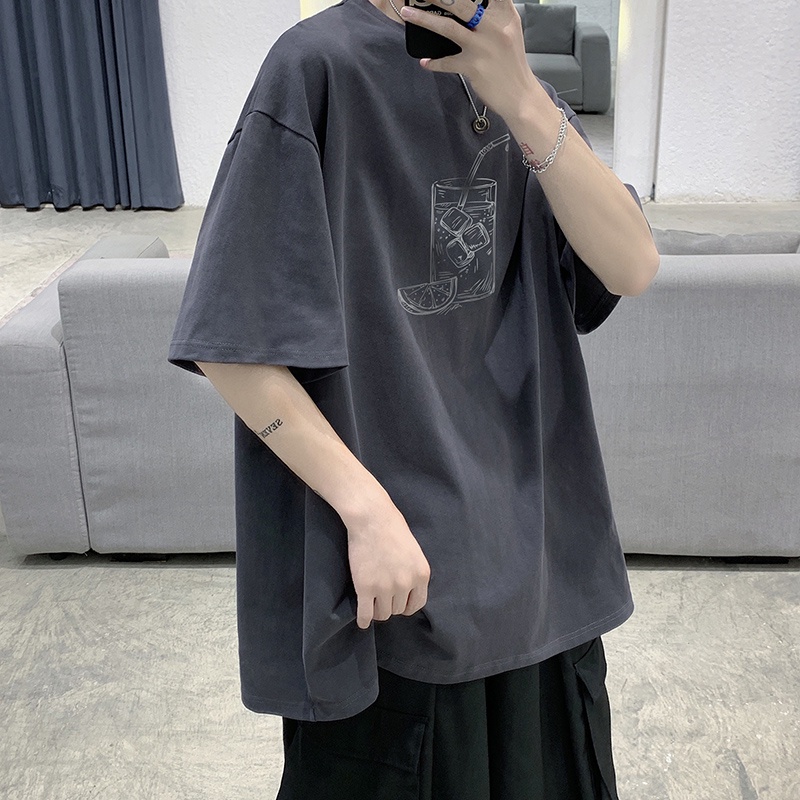 Áo thun cotton lụa lạnh tay lửng thời trang mùa hè 2022 cho nam