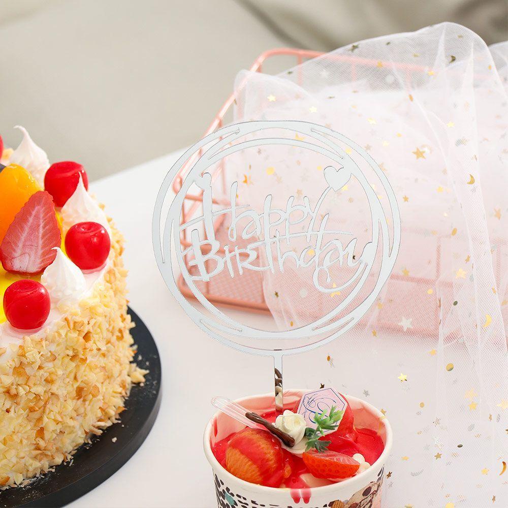 Set 10 Topper Trang Trí Bánh Kem Chữ Happy Birthday Bằng Acrylic Hai Mặt