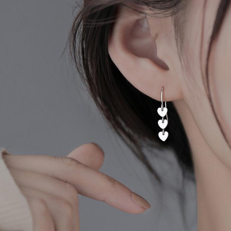 (049) Khuyên Tai Bông Tai Tua Rua Dải Dây Trái Tim Nhỏ Xinh Xắn