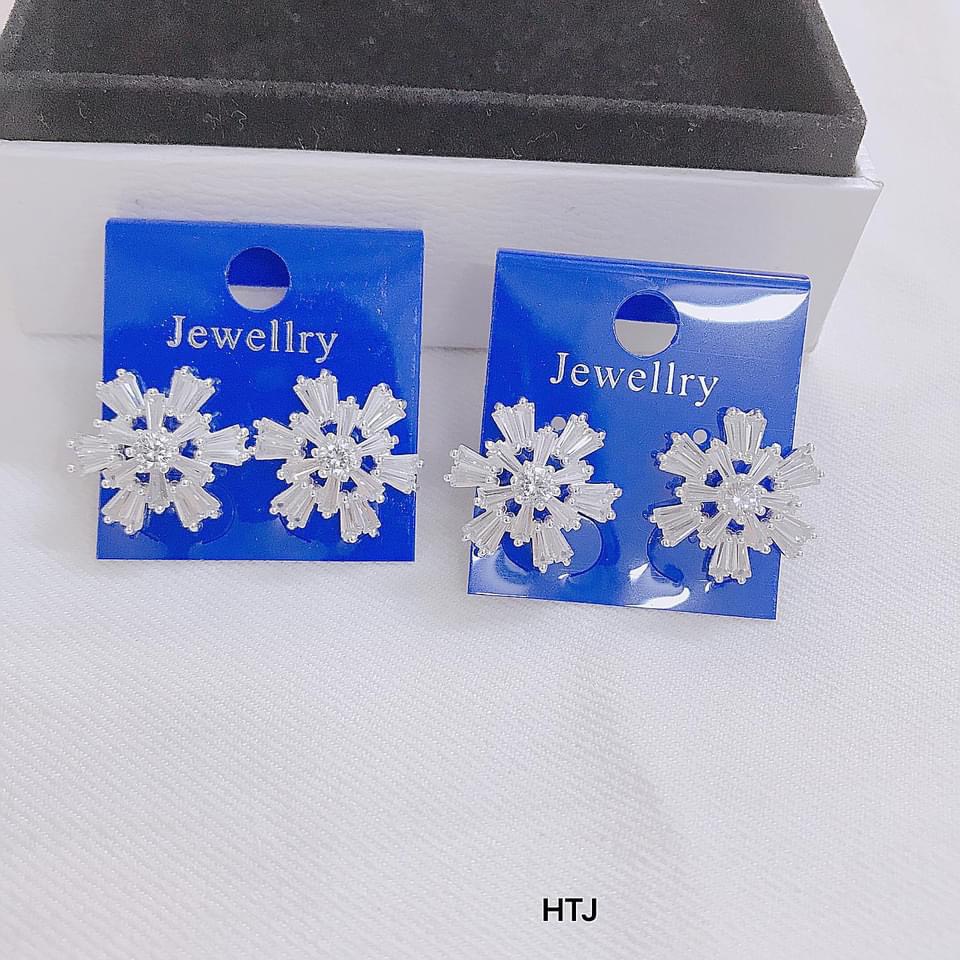 Bông tai nữ bạc thật mẫu hoa tuyết trẻ trung, xinh đẹp - Kho sỉ bạc Nhất Linh